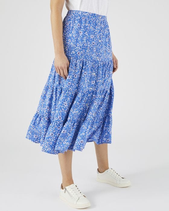 Damart Button-through Print Skirt