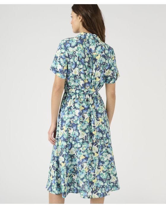 Damart Button-through Tie Belt Print Dress