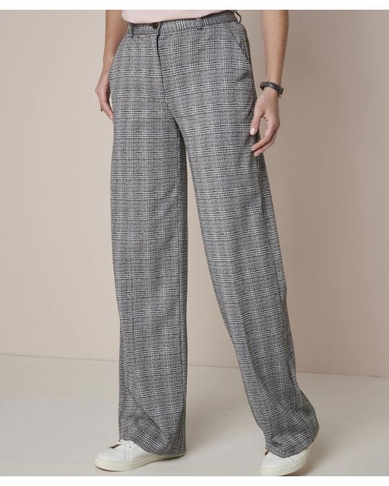 Damart Check Wide-leg Trousers