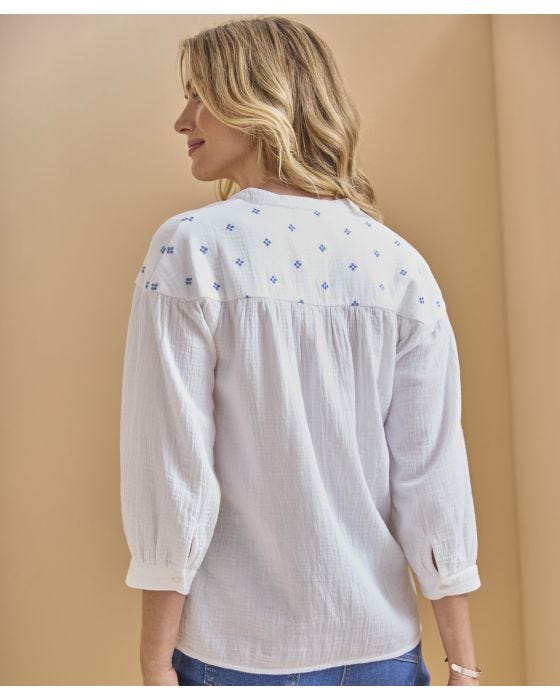 Damart Cheesecloth Shoulder Detail Blouse