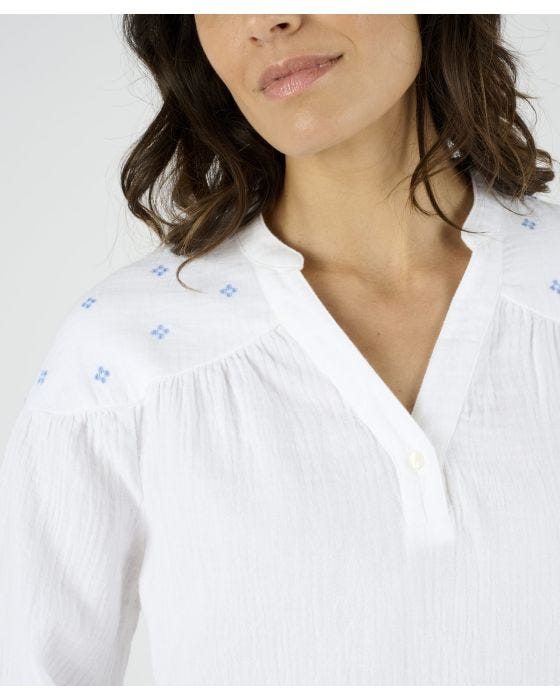 Damart Cheesecloth Shoulder Detail Blouse