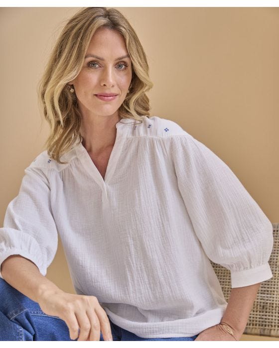 damart Cheesecloth Shoulder Detail Blouse