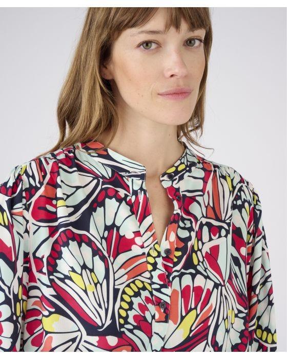 Damart Climatyl Balloon Sleeve Printed Blouse