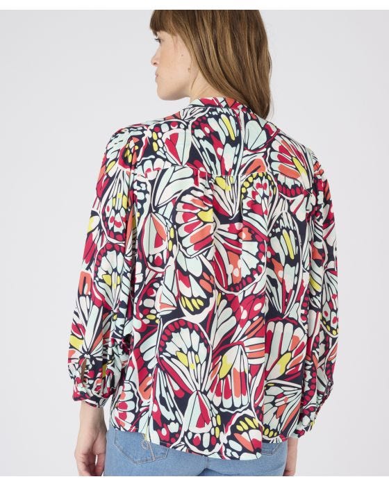 Damart Climatyl Balloon Sleeve Printed Blouse