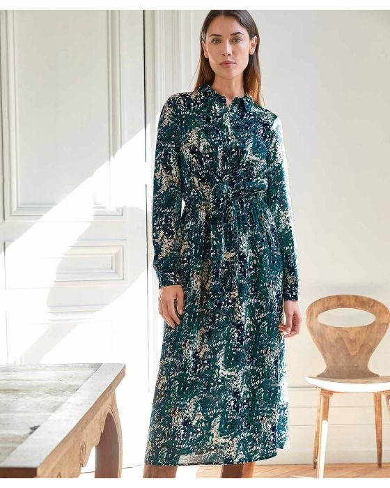 damart Collar Detail Tie Front Dress