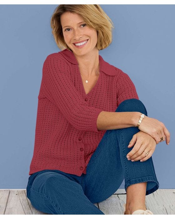 damart Collared Cardigan