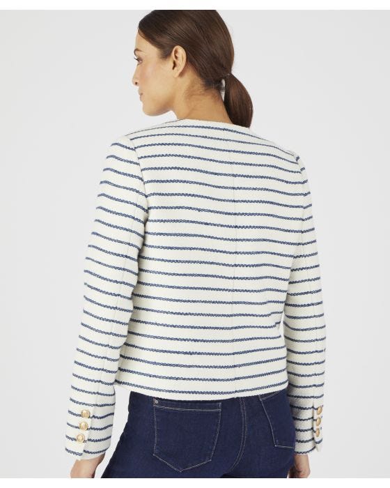 Damart Collarless Stripe Tailored Jacket