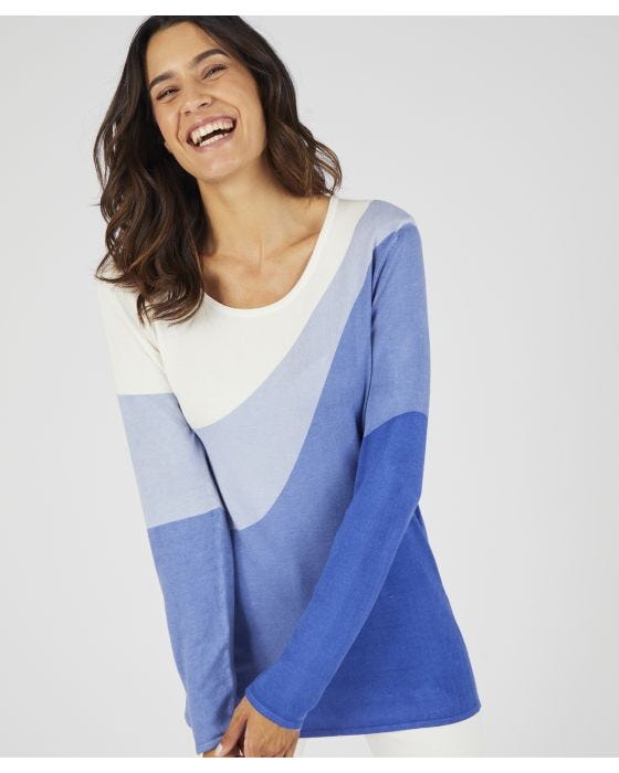 Damart Colourblock Fine Knit Jumper