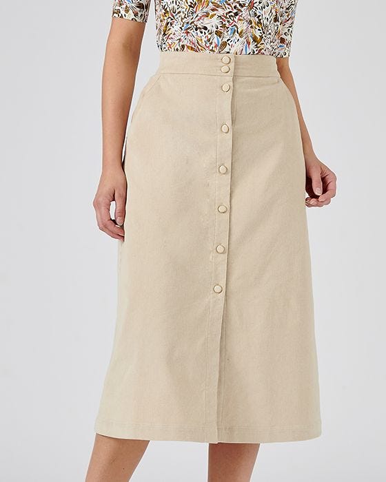 Damart Corduroy Skirt With Button Detail