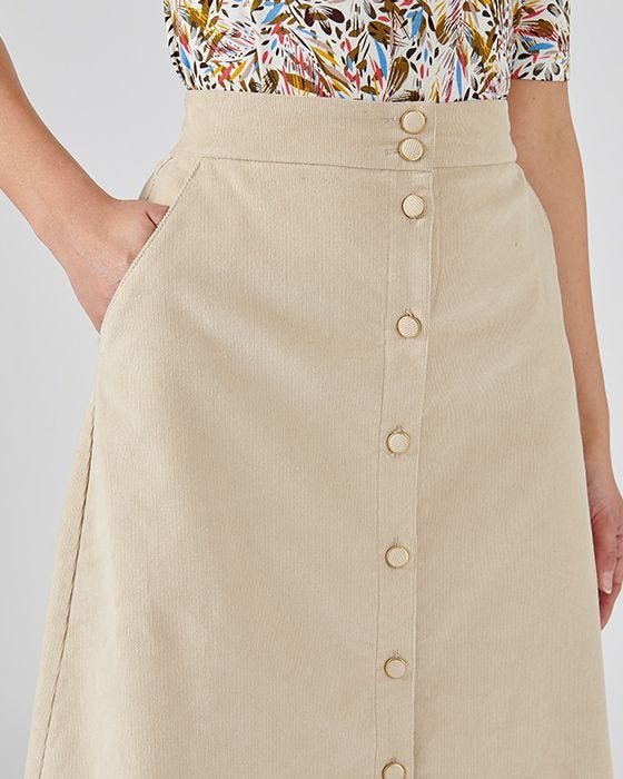 Damart Corduroy Skirt With Button Detail