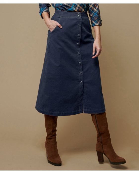 damart Corduroy Skirt with Button Detail