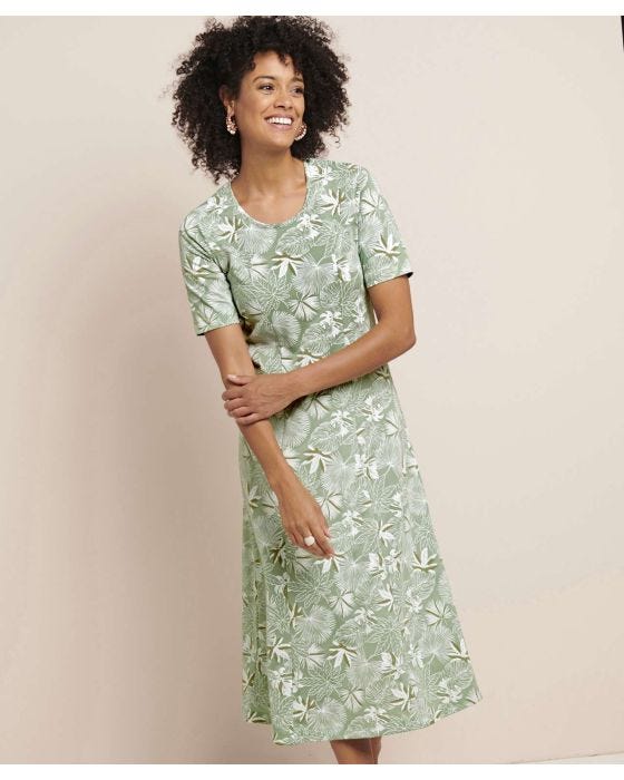 Damart Cotton Blend Floral Print Dress