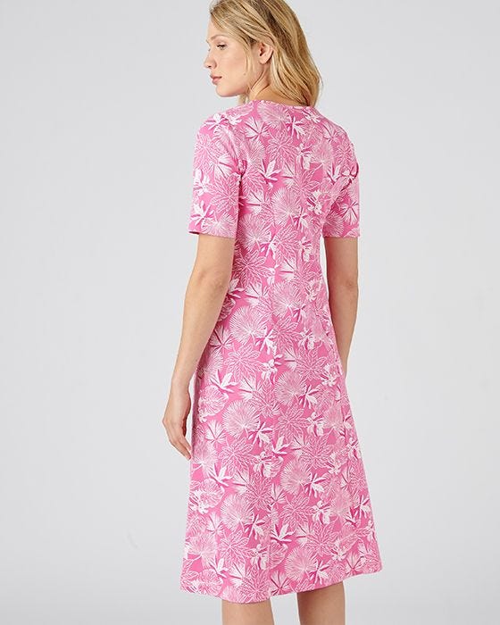 Damart Cotton Blend Floral Print Dress