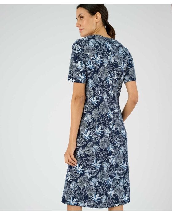 Damart Cotton Blend Floral Print Dress