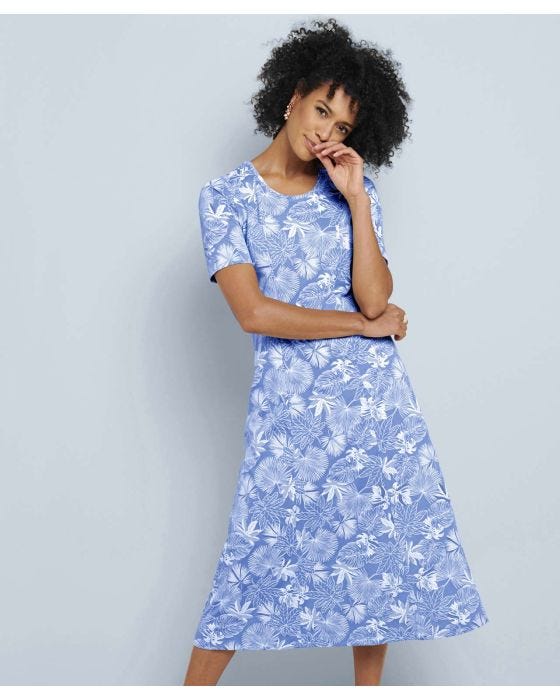 damart Cotton Blend Floral Print Dress