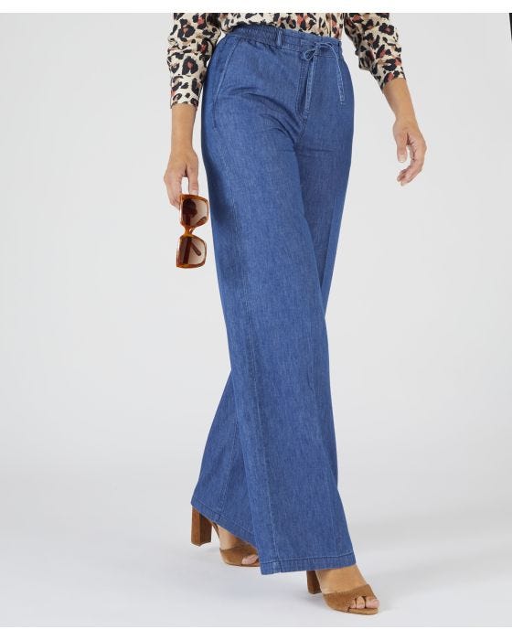Damart Cotton Wide-leg Trousers