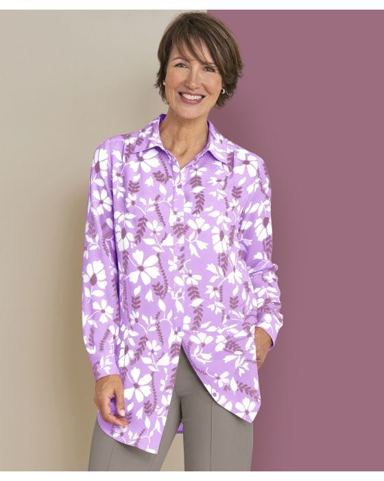 Damart Crepe Floral Print Blouse