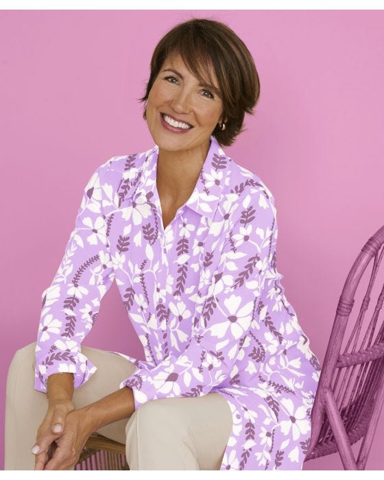 Damart Crepe Floral Print Blouse