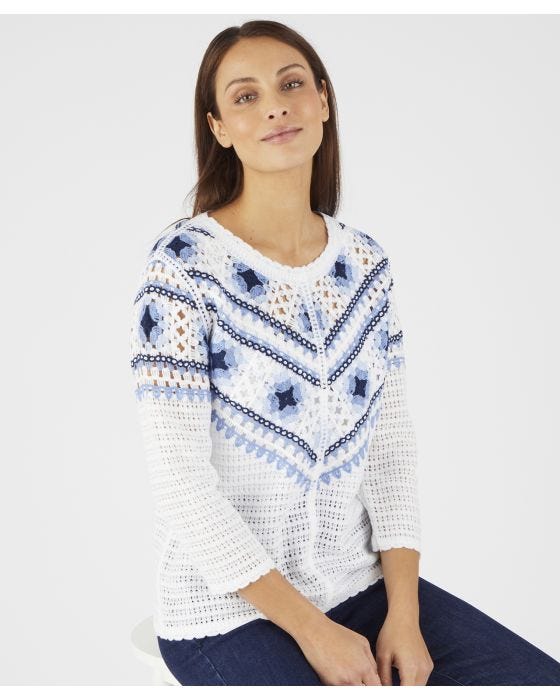 Damart Crochet Detailed Jumper
