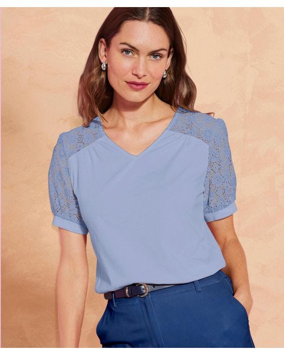 damart Crochet-Look Detailed T-shirt