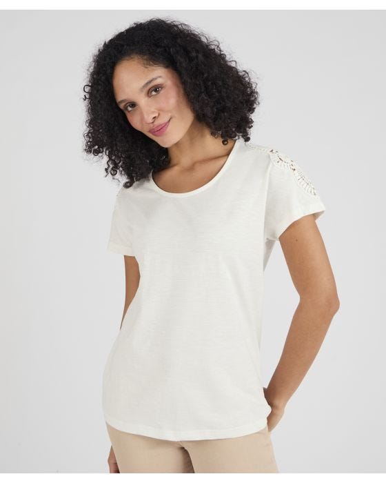 Damart Crochet Sleeve Detail T-shirt