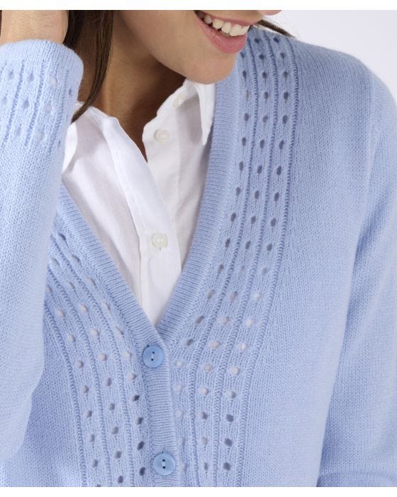 Damart Crochet Trim Cardigan