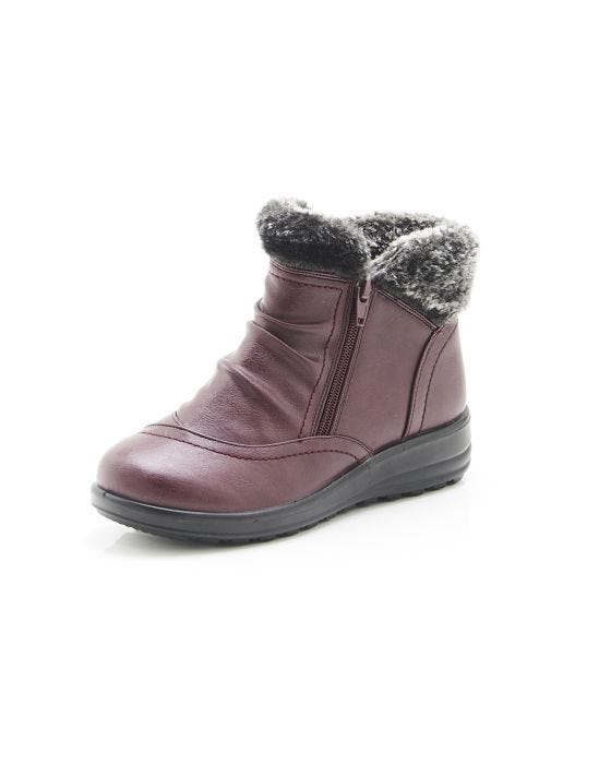 Damart Cushion-walk Faux Fur Trim Ankle Boots