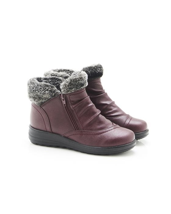 damart Cushion-walk Faux Fur Trim Ankle Boots