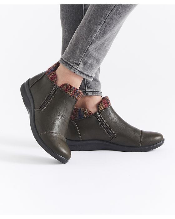 damart Cushion-walk Tweed-look Trim Ankle Boots