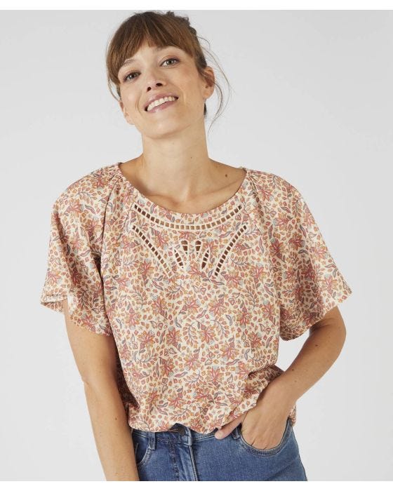 Damart Cut-out Design Wide Sleeved Top