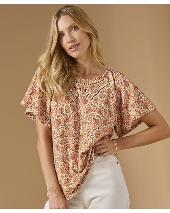 Damart Cut-out Design Wide Sleeved Top