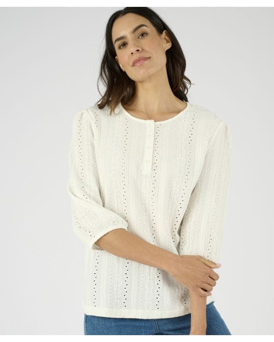Damart Detailed Button Neck Top