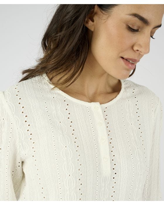 Damart Detailed Button Neck Top