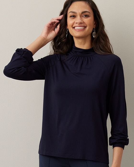 damart Eco Gathered Neck Detailed Top