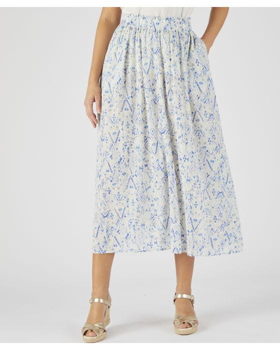 Damart Ecovero Print Crinkle Skirt