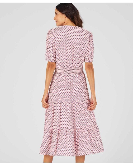 Damart Elasticated Waist Tiered Print Dress