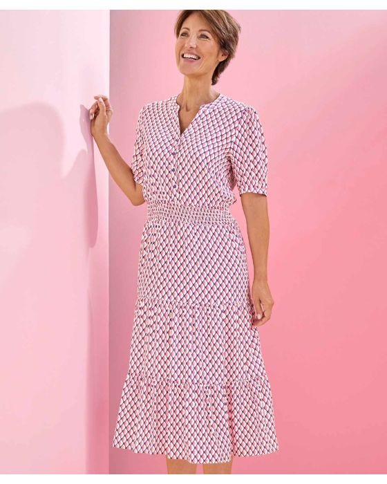 damart Elasticated Waist Tiered Print Dress