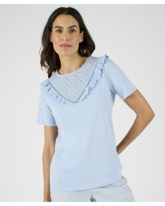 Damart Embellished Collar Cotton T-shirt
