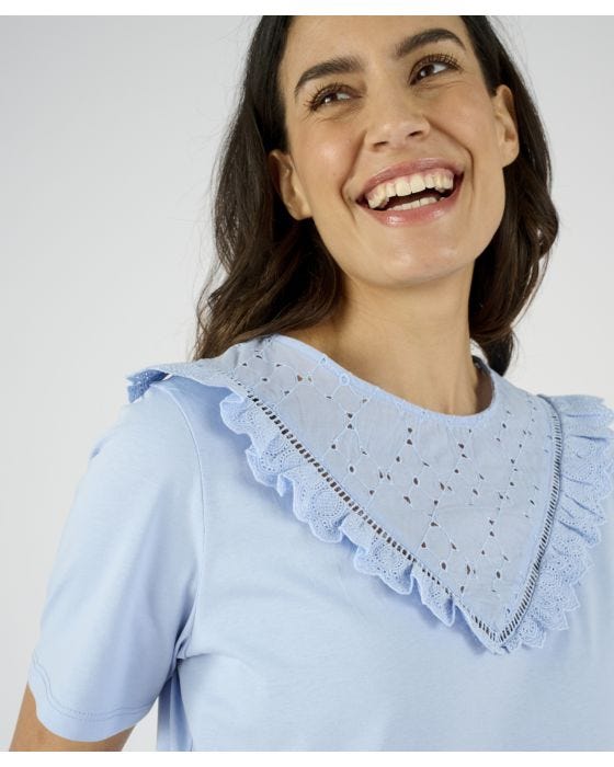 Damart Embellished Collar Cotton T-shirt