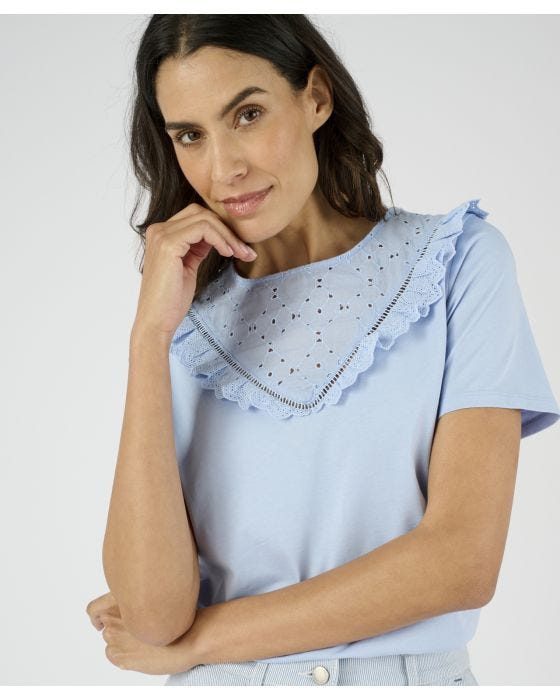 damart Embellished Collar Cotton T-shirt