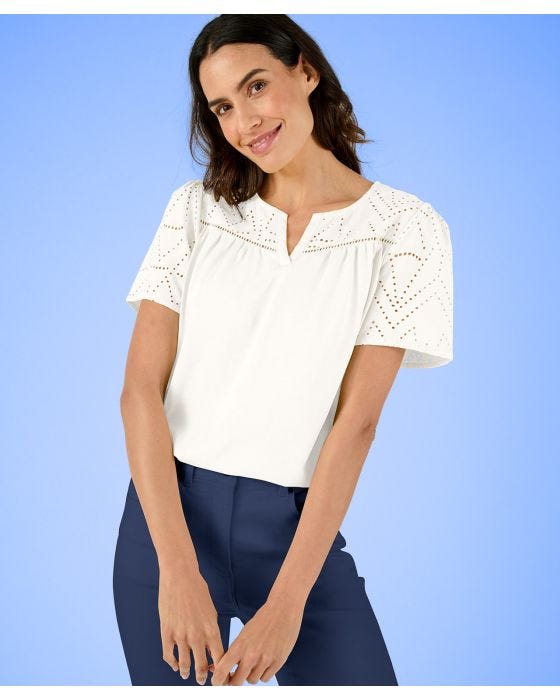 damart Embroidered Detail Top