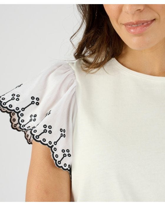 Damart Embroidered Fluted Sleeve T-shirt
