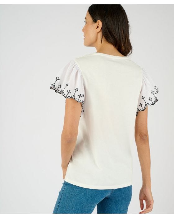 Damart Embroidered Fluted Sleeve T-shirt