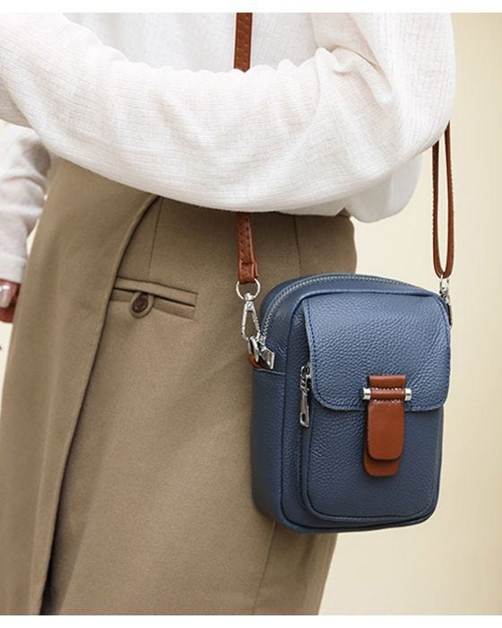 Damart Envy Leather Twin Zip Crossbody Bag