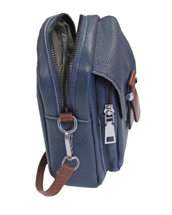 Damart Envy Leather Twin Zip Crossbody Bag