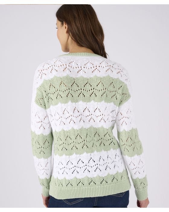 Damart Fancy Stitch Stripe Jumper
