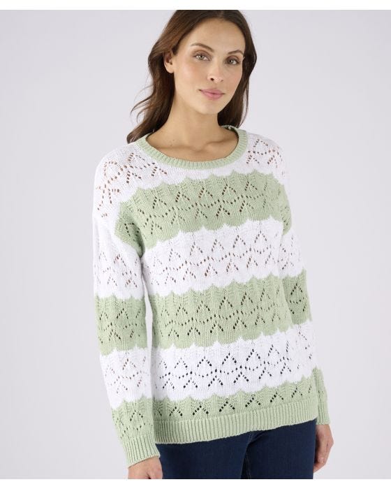Damart Fancy Stitch Stripe Jumper
