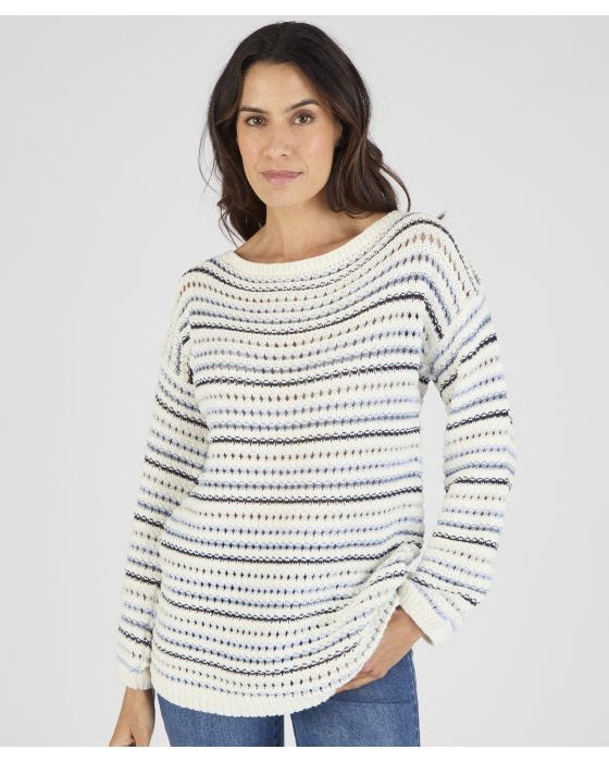 Damart Fancy Stitch Stripe Jumper