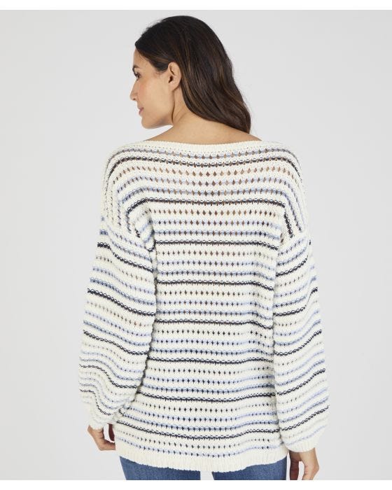 Damart Fancy Stitch Stripe Jumper
