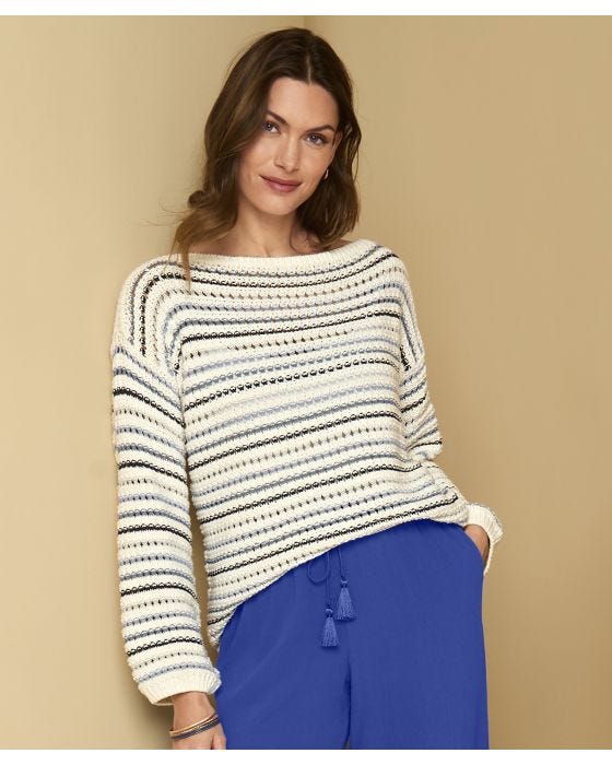 damart Fancy Stitch Stripe Jumper